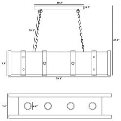 Nashville 4-Light 12-Watt Wood Integrated LED Wood Kitchen Island Linear Pendant by Maxax -Maxax Elegant store wood maxax chandeliers l03 4 fa 1000