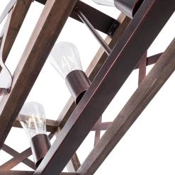 Madison 5-Light Wood Kitchen Island Linear Pendant by Maxax -Maxax Elegant store wood maxax chandeliers mx18122 5p 4f 1000