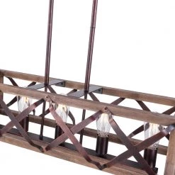 Madison 5-Light Wood Kitchen Island Linear Pendant by Maxax -Maxax Elegant store wood maxax chandeliers mx18122 5p 76 1000