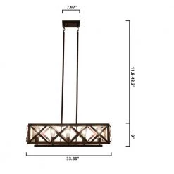Madison 5-Light Wood Kitchen Island Linear Pendant by Maxax -Maxax Elegant store wood maxax chandeliers mx18122 5p fa 1000