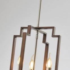 Hartford 3-Light Wood Grain and Nickel Industrial Rectangular Chandelier by Maxax -Maxax Elegant store wood maxax chandeliers mx1920 p3 1f 1000