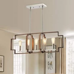 Hartford 5-Light Wood Lantern/Kitchen Island Square/Rectangle Chandelier with Wrought Iron Accents by Maxax -Maxax Elegant store wood maxax chandeliers mx1920 p5 4f 1000