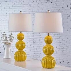 Columbia 28 " Yellow Table Lamp Set With White Shade (Set of 2) by Maxax -Maxax Elegant store yellow maxax table lamps t45 ly 44 1000
