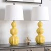 Columbia 28 " Yellow Table Lamp Set With White Shade (Set of 2) by Maxax